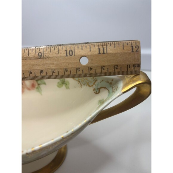 VTG BELLEEK Lenox Large Compote Center Piece Hand Painted ROSE 12in. GOLD TRIM - Picture 9 of 11